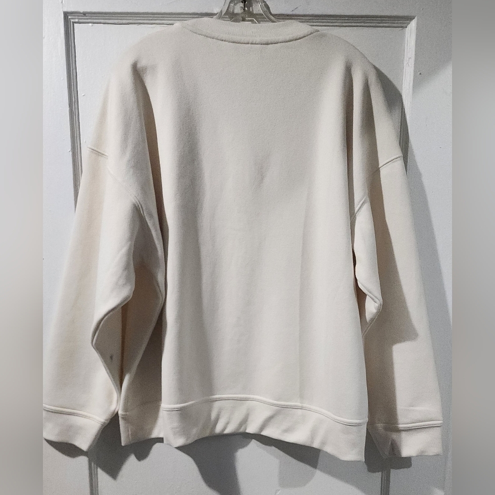 NWOT DKNY Cream Crewneck Sweatshirt with Rhinestone Logo size:XL - Picture 3 of 5